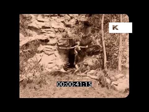 Caveman and Cavewoman Dancing, 1920s, HD