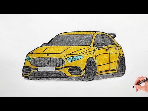 How to draw a MERCEDES-BENZ A45 S AMG 2020 / drawing a 3 d car / coloring mercedes a 45 w177 2019