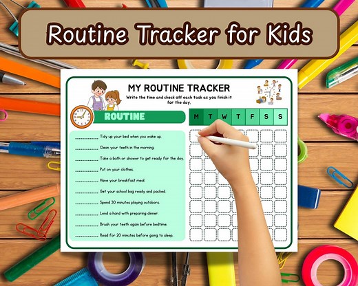 Kids Daily Routine Chart | Printable Routine Tracker for Children| Morning & Evening Checklist | Chore Chart for Kids - Etsy