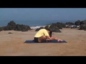 Outdoor Warm-up Stretch on the beach for flexibility