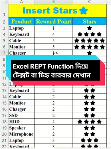 Excel REPT Function দিয়ে টেক্সট বা চিহ্ন বারবার দেখান | Excel Bangla Tips #ExcelREPT #ExcelFunction #ExcelTips #ExcelFormula #excelbangla