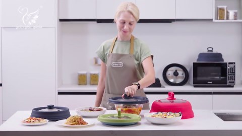 Microwave Splatter Cover Glass Cover Splatter Guard Lid with Collapsible Silicone, 10.5 inch, Gray