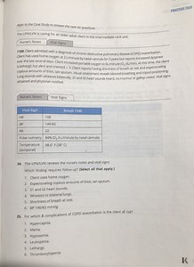 The LPN/LVN reviews the nurse's notes and vital signs.Which fi... | Filo