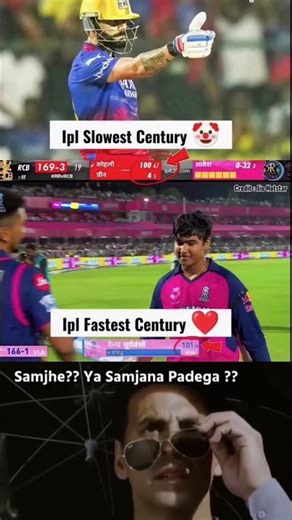 🔥 IPL Slowest vs Fastest Century 😱 Kohli vs Young Star SHOCKING Comparison! #shorts