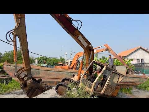 MÁY XÚC KÉO PHÀ QUA LỘ & LÊN XUỐNG XE TẢI DỐC CAO | EXCAVATOR TRUCK 4K #670