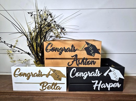 Personalized Graduation Card Box. Class of 2026. Custom Wooden Grad Party Decor. - Etsy