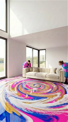This Floor is Spinning?! 😱 Spiral Epoxy Vortex Transformation#epoxy #epoxyfloor #usa