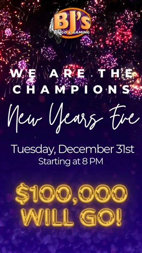 TONIGHT, we're ringing in the New Year the right way! 🎊 Join us for an exclusive bingo session, exciting prizes, a delicious dinner, and a festive midnight toast! 🥂 We can't wait to celebrate with you! 🎉 What are your New Year's resolutions this year? Tell us in the comments! 💬 | BJ's Bingo