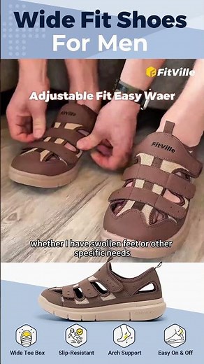 FitVille Men’s EasyTop V4 | Best Recovery Sandals for Swollen Feet, Bunions & Diabetic Relief