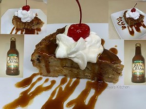 Jamaican Rum Cream Bread Pudding Toya's Kitchen Edition #4WAYCOLLABORATION #breadpuddingrecipe