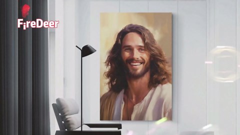 FireDeer Christ Jesus Smile Poster Hugging A Woman Painting Bible Religious God Canvas Wall Art Catholic Picture for Bedroom Church Decor (03-watercolor,16x24inch-Unframe)