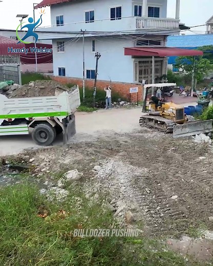 22K views · 191 reactions | New project begins—pushing stone to clear the flooded garbage pond. #satisfying #cleaning #bulldozer #truck | Handy Welder | Facebook