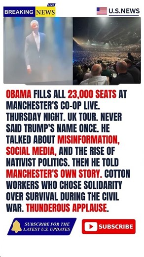 Obama Packs 23,000 Seats in Manchester and Never Once Says Donald Trump's Name