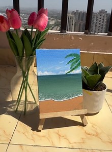 Acrylic Palm Tree & Ocean Painting Tutorial