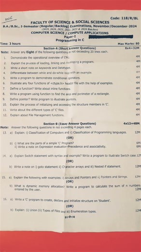 COMPUTER SCIENCE DEGREE SEMESTER-1 PROGRAMING IN C #computerscience #degree #semister1