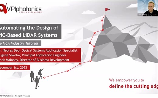 VPI 仿真软件-激光雷达设计仿真-OPTICA-Automating the Design of PIC-Based LiDAR Systems