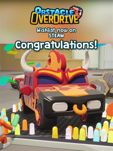 In Obstacle Overdrive you unlock new vehicles through collecting in game capsules, here's what it looks like when you collect enough to get a new car. Don't forget to wishlist our game on Steam! #indiegames #cozygames #drivinggames #gamedev #gaming #crawler #rccar