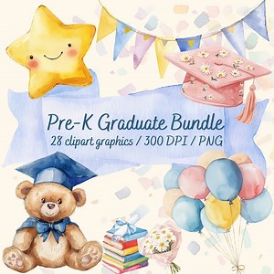 Charming Pre-k Graduation Clipart Bundle Celebrate Adorable Preschool Child Cute Instant Download PNG Certificates Invitations Keepsake - Etsy