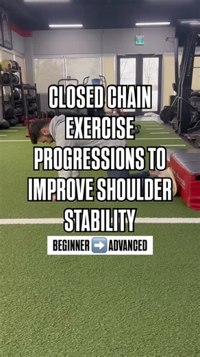 Physio Ryan here with a demo of beginner to advanced examples of exercise progressions you can add to your current routine to improve your shoulder mobility 🤙 🔑 Closed chain exercises are an important part of shoulder rehab and are often neglected in favour of banded work. 🔑 Closed chain refers to the hand being fixed to the floor with the body moving in relation to it. Think of a push-up (closed chain) vs a bench press (open chain). This type of load elicits a strong co-contraction of all th