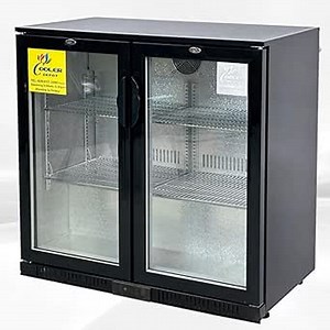 COOLER DEPOT Beer Back Bar Cooler 2 door 35 inch Commercial Refrigerator 35 inch Black Beverage Cooler Counter Height 35 Deg-46 DegF with 2 Glass Door