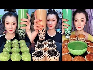 POPULAR FOODS (bubble tea drinking, cookies, jelly) ASMR SATİSFYİNG chewy sounds 泡泡茶饮料+饼干+果冻 #4