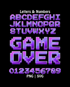 Purple 8-bit Pixel Alphabet in SVG PNG — Gamer-style Letters & Numbers - Etsy UK