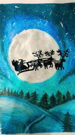 Sainta claus painting for christmas oil pastels painting #shorts 🎨😊😍☃️⛄🌲🎅