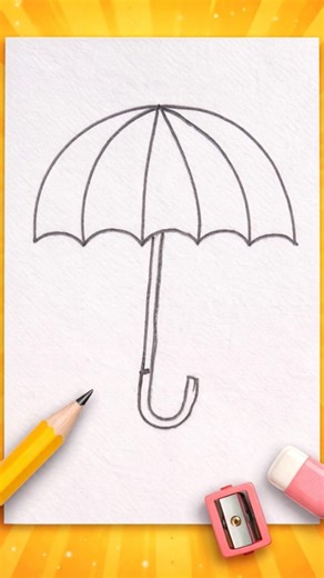 Umbrella Drawing Easy | Step by Step Umbrella Drawing for Beginners | Easy Drawing Tutorial #viral
