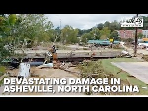 Drone video shows devastating damage in Asheville, NC from Hurricane Helene flooding