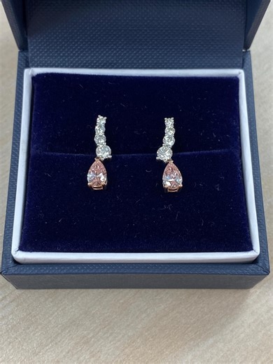 Pear Cut Lab Grown Pink Diamond Drop Earrings: 14k Gold Dangle Earrings - Etsy