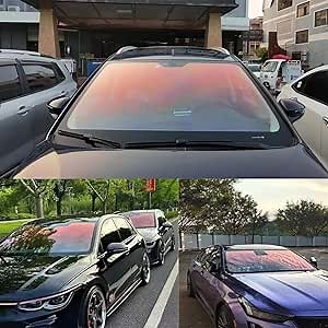XhuangTech Window Tint Film for Cars, Chameleon Red Purple Car Window Tint, 80% VLT Window Protection Film, Anti UV Heat Control Solar Window Tint for Windshield (19.68" in x 9.84' Ft Feet)
