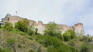 Poenari Castle on the mountain in Romania.