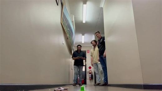 🏁 Mini Bathurst 1000 vibes! 🏎️ The team here at Bathurst Broadcasters took the wheel of a Shell V-Power Mustang — well, the model replica remote-control version! 😄 Do you reckon any of us could take on the real Bathurst 1000? 🏆 | 99.3 B-Rock FM