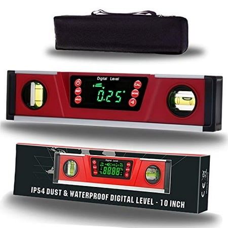 10-Inch Digital Torpedo Level and Protractor | Neodymium Magnets | Bright LED Display | V-GROOVE MAGNETIC BASE | IP54 Dust/Water Resistant smart level with Carrying Bag - Walmart.ca