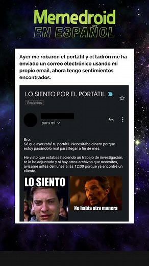 Robo del portátil y el curioso email - Memedroid