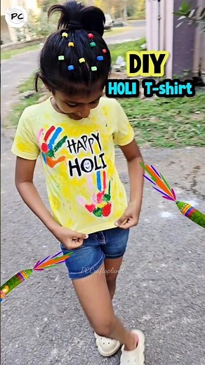 Make HOLI T-shirt in 2 minutes 😱 #holi #diy #holispecial #craft #shorts