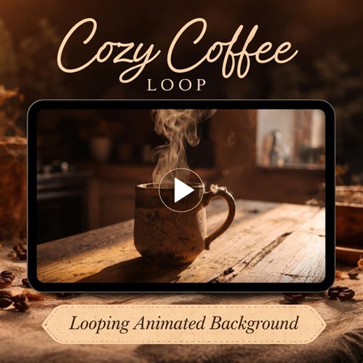 Animated Coffee Background Loop | Cozy Steaming Mug, Cafe Ambience, Lofi Vibe | Relax, Study, Stream Scenes - Etsy