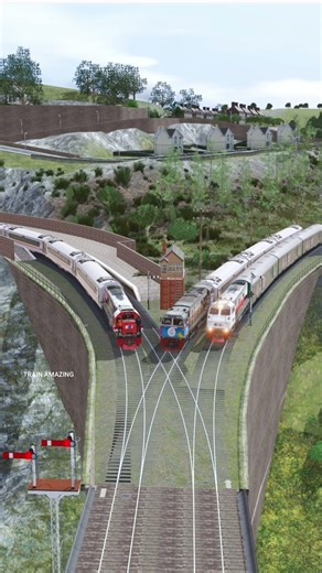 Kereta Api Melintasi Persilangan Kereta Api Cepat Berbahaya #railroad #train #railway