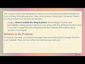 Resolving the strip() Method Issue in Python: Why Whitespace Isn't Removed