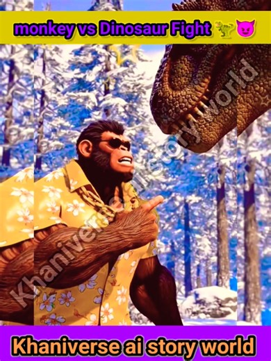 Monkey vs Dinosaur & Bhediya Fight 🦖🔥 | Dadi Ka Double Khatarnak Challenge | AI Jungle Story #Shorts