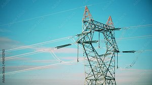 Wind power energy - electricity production - Power lines transmission lines - Electricity production from propellers