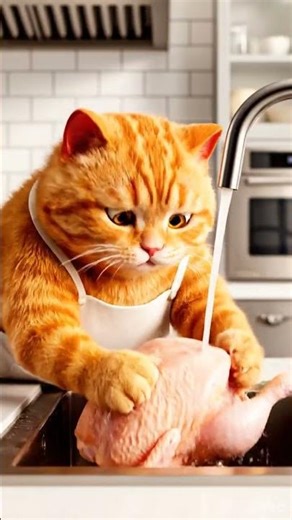 Kitchen Chaos: Cat vs Raw Chicken.