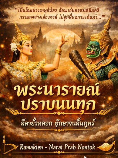 “เป็นโฉมนางเทพอัปสร อ้อนแอ่นอรชรเฉลิมศรี กรายกรย่างเยื้องจรลี ไปสู่ที่นนทกจะเดินมา…” ✨ (ส่วนหนึ่งของเนื้อเพลง) การแสดง รามเกียรติ์ ตอน พระนารายณ์ปราบนนทุก Ramakien Performance — Narai Prab Nontok Thai Classical Dance | Thai Traditional Performance | Thai Classical Music | Thai Dance | Thai Theatre | Thai Literature | Thai Culture | Thai Heritage | ศิลปะการแสดงไทย | นาฏศิลป์ไทย | รามเกียรติ์ | วรรณคดีไทย | วัฒนธรรมไทย | Thailand 🎭✨ ศิลป์นาฏศิลป์ถิ่นไทยวิไลล้ำ งามระบำร่ายรำเลิศล้ำค่า สืบเรื่องราว