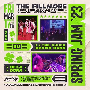 Don't miss SPRING JAM '23 with EU Sugar Bear, The Chuck Brown Band, and Bela Dona at The Fillmore Silver Spring on Friday, March 17! Get your tickets now at LiveNation.com and see you at the Go-Go. | WPGC 95.5