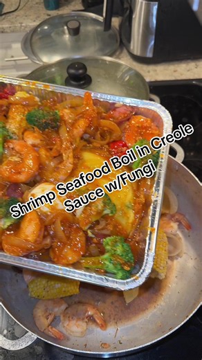 Shrimp Seafood Boil in Creole Sauce with Fungi and Okra