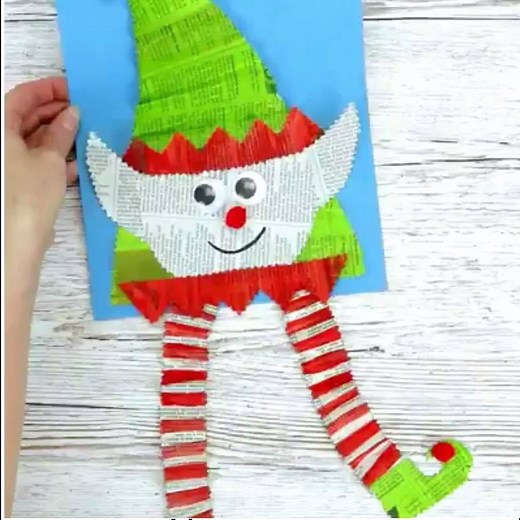 Here's an adorable interactive Dancing Elf Craft kids will love to make and play with! https://kidscraftroom.com/newspaper-elf-craft/ | Kids Craft Room