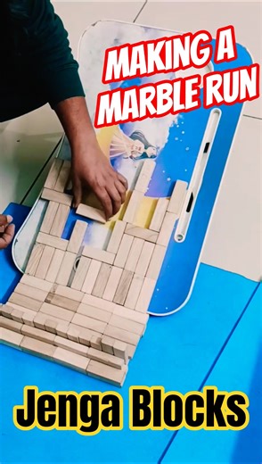 Making a Marble Run on Study Table #shorts #marblerun #jenga #trending #diy #tutorial #games #fun