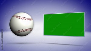 BASEBALL BALL and Green Screen Monitor Animation, Background, Loop, 4k Stock Video