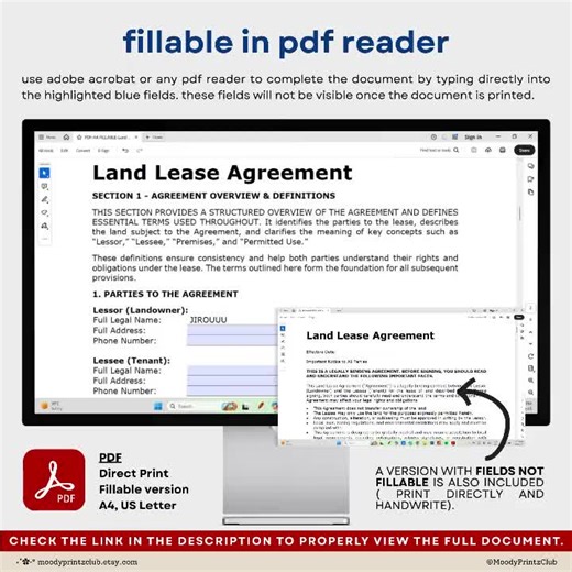 Land Lease Agreement Template Editable Land Lease Contract Template Printable Land Rental Agreement Fillable PDF Agricultural Lease of Land - Etsy