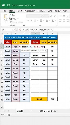 How to Use FILTER Function in Excel #excel #short #advanceexcel